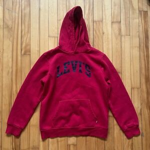 Levi's Red Pullover Hoodie Sweatshirt Big Logo Size XL Kids Teen
